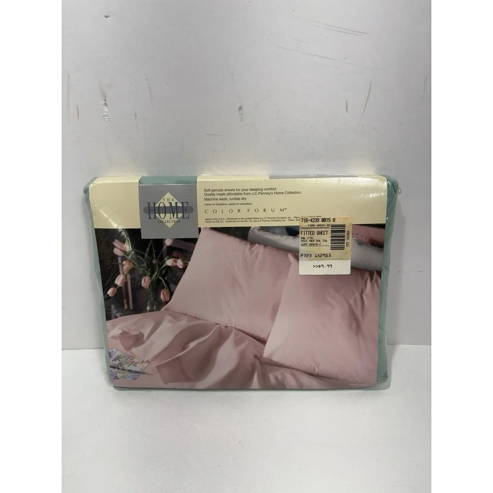 Vintage JC Penney The Home Collection Full Fitted Sheet Sea Foam Green 180 TC‎